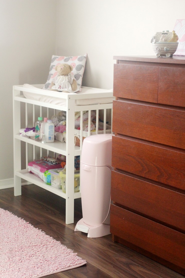 Playtex Diaper Genie Elite Diaper Pail System with Front Tilt Pail for Easy Diaper Disposal, Pink