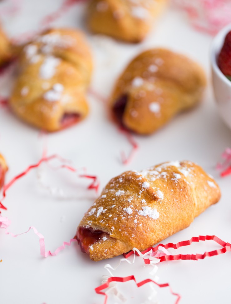 These strawberry crescent rolls are an easy dessert that can be made quickly enough to satisfy a sweet tooth or to serve unexpected company. 