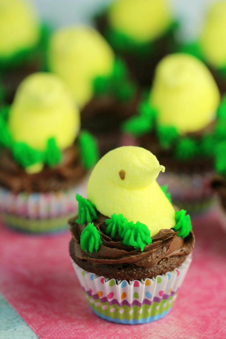 Celebrate Easter with these super easy to make Mini Easter Peeps Cupcakes.  Playful, and portable, these adorable cupcakes are the perfect Easter treat!