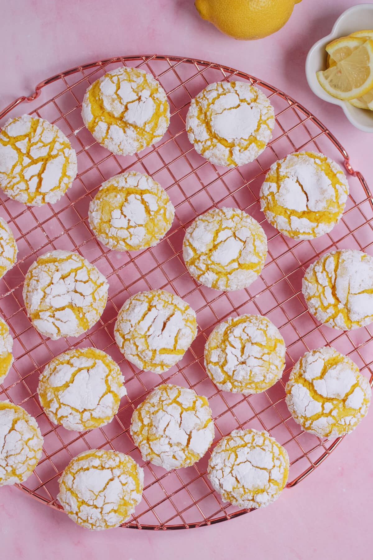 These soft Lemon Crinkle Cookies are bursting with fresh lemon flavour and coated in powdered sugar for a beautiful crinkled finish.