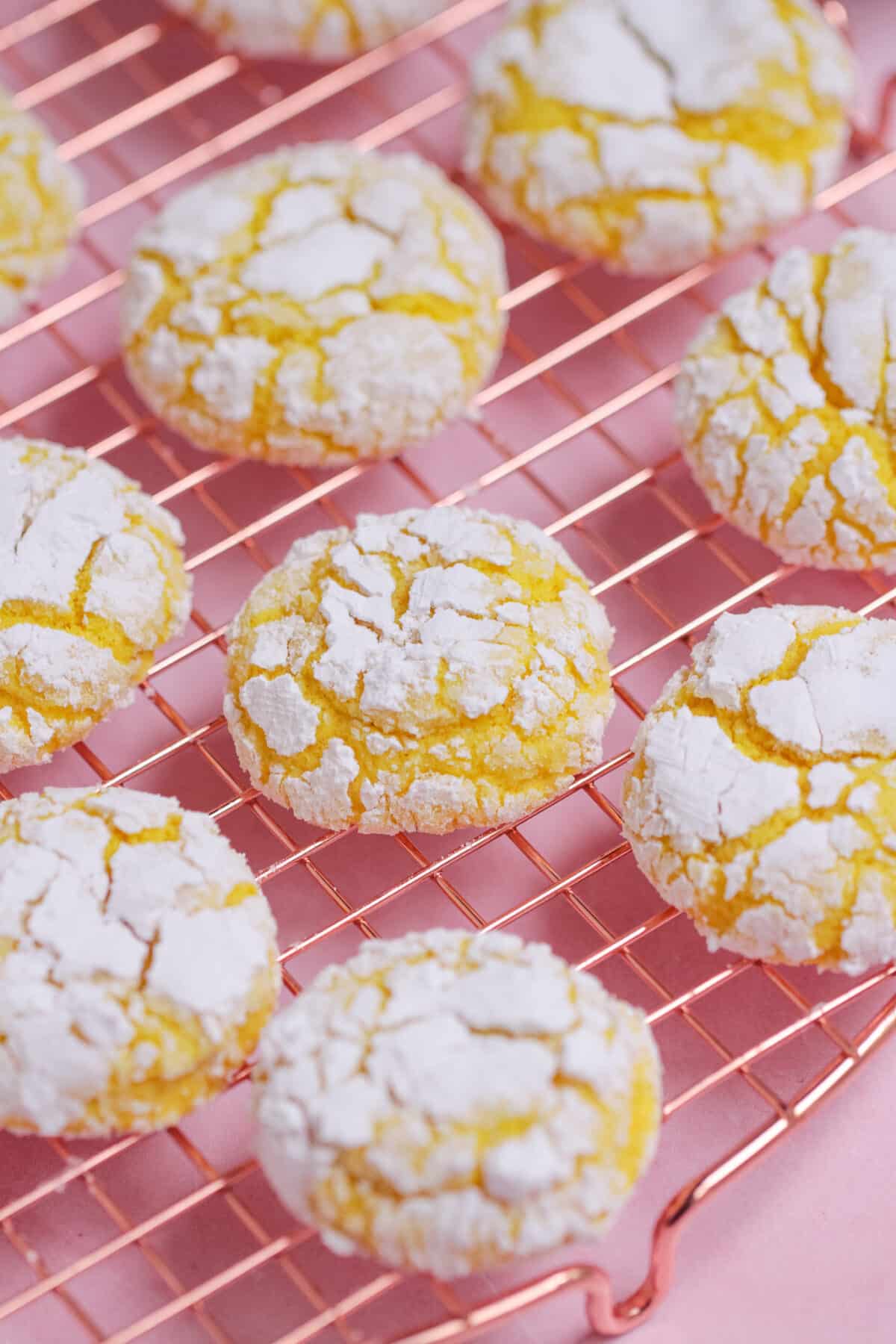 These soft Lemon Crinkle Cookies are bursting with fresh lemon flavour and coated in powdered sugar for a beautiful crinkled finish.
