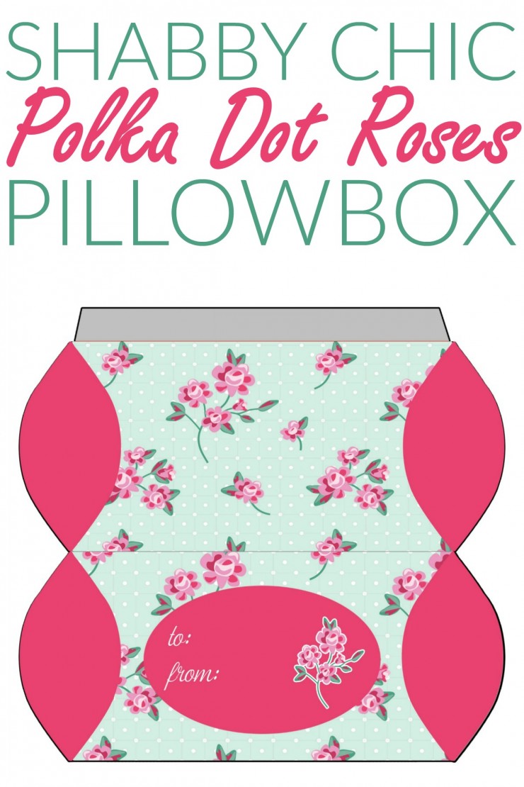 This Free Printable Shabby Chic Polka Dot Roses Pillowbox Template is a pretty way to wrap up small gifts and gift cards.