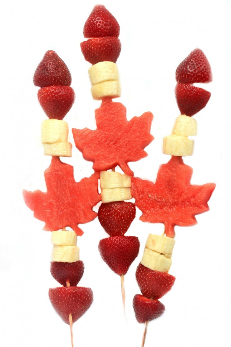 Celebrate Canada Day with this fun and healthy patriotic Canada Day Fruit Kabobs. They are super easy to put together and everyone will love eating them. A perfect addition to your Canada Day celebrations!