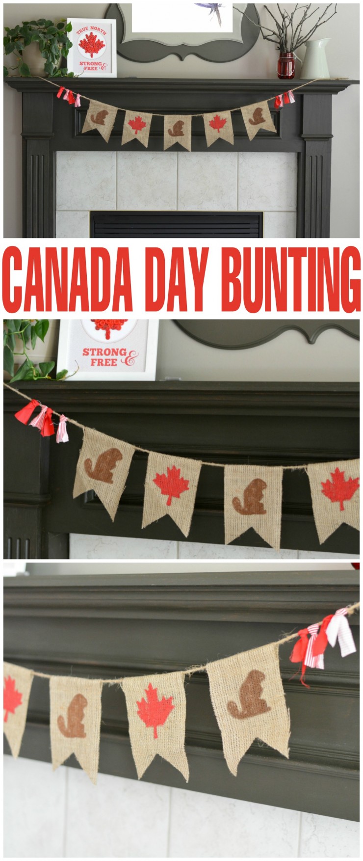 Celebrate Canada Day this year with an easy to make DIY patriotic decor project: Canada Day Bunting with a free printable template.