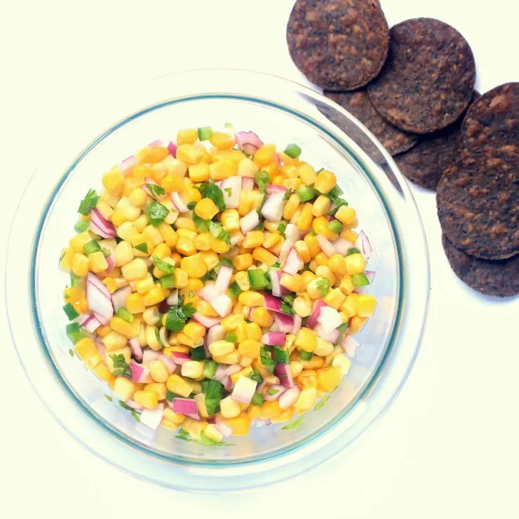 This easy corn salsa is a party staple - serve with tortilla chips or with tacos as a delicious condiment.