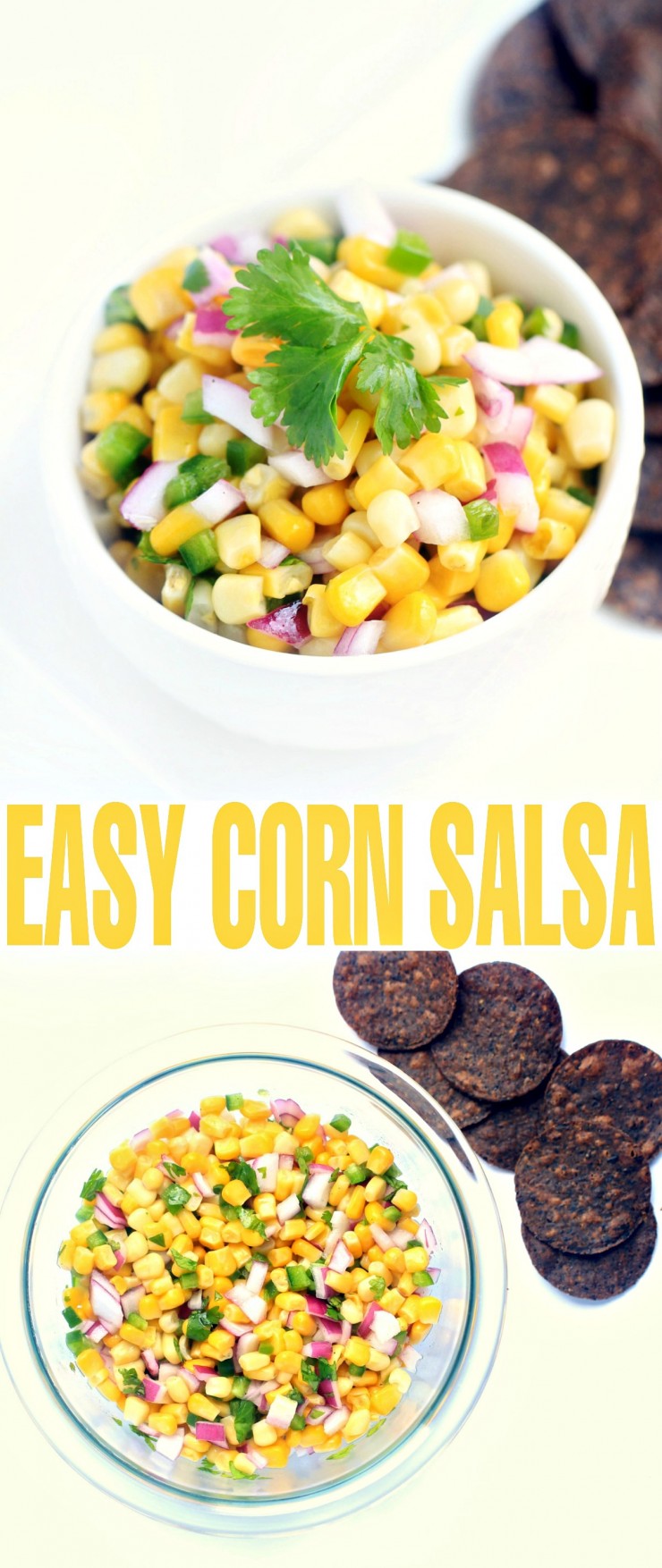 This easy corn salsa recipe will be your new party staple - serve with tortilla chips or with tacos as a delicious condiment.