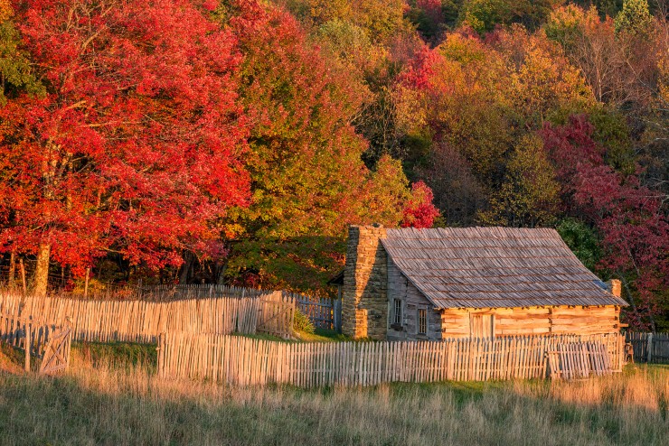 Autumn colors and old homestead, Cumberland Gap National Park