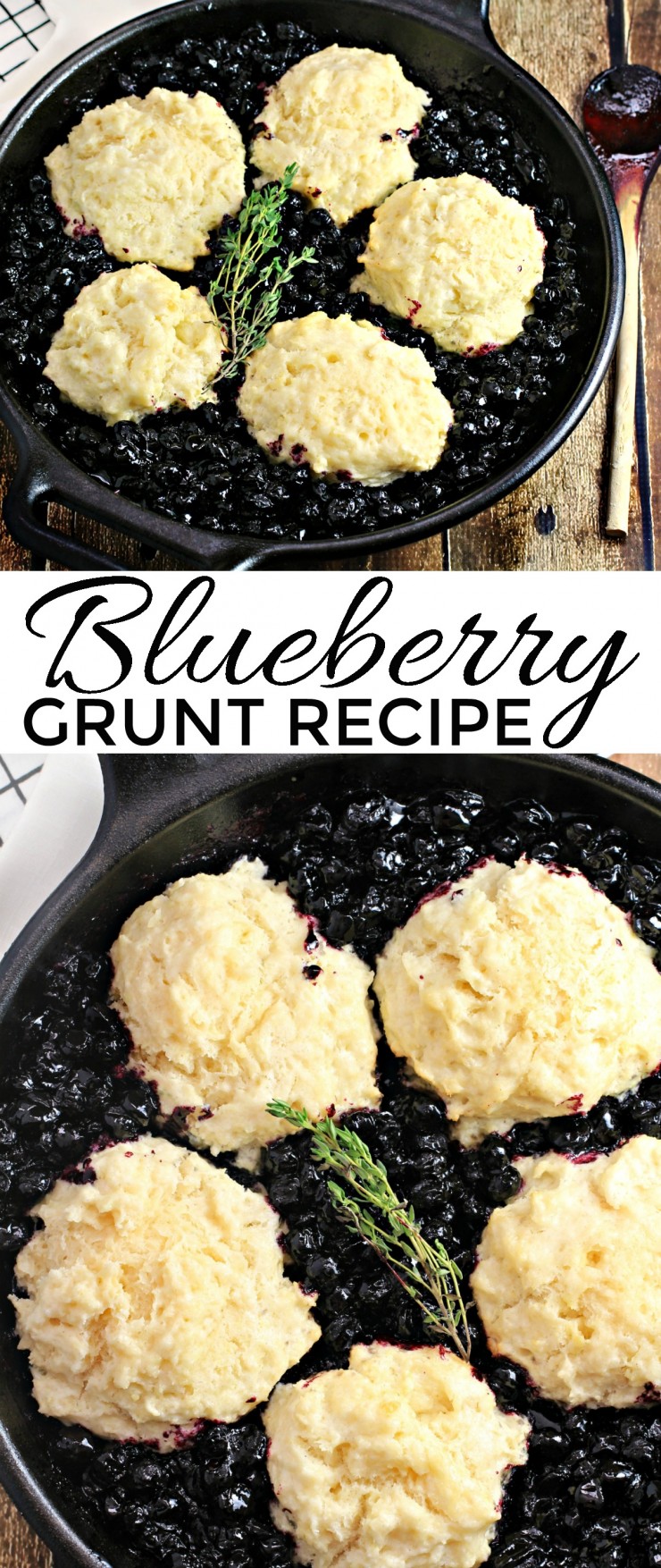  A Blueberry Grunt is a cobbler that is cooked on the stove top or over a campfire instead of in the oven. The drop biscuits steam to perfection in a bed of blueberries. This is a camping recipe that will really have you looking forward to dessert!