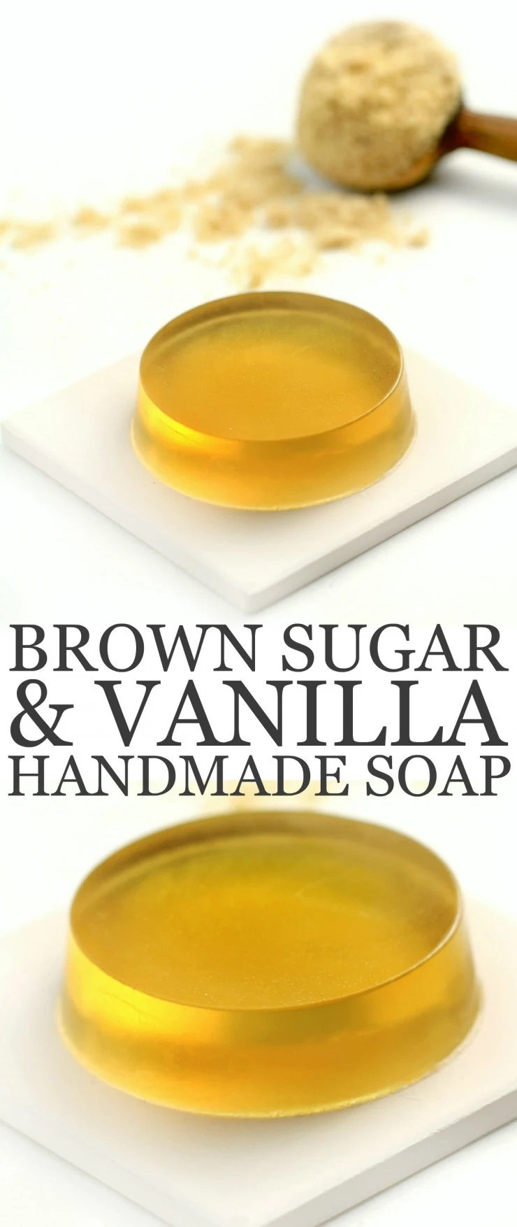 The Brown Sugar in this Brown Sugar and Vanilla Handmade Soap gives it a beautiful translucent golden colour with a light and sweet scent enhanced by the vanilla essential oil. 