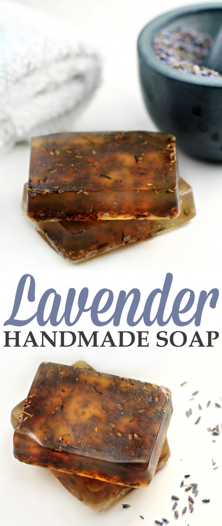 This lavender handmade soap is so simple to make and results in a lightly scented soap that is calming to use. You won't believe how simple soap-making can be!