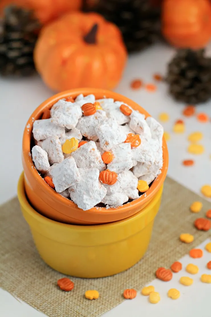 This Pumpkin Spice Muddy Buddies recipe is a fun autumn treat full of pumpkin spice flavor! This is a perfect snack for all of you out there with a pumpkin spice obsession! 