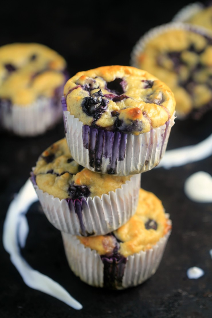These Blueberry Oatmeal Greek Yogurt Muffins are bursting with blueberries and oats and make for a healthier muffin made with NO butter or oil! Perfect for breakfast, dessert or a light snack.