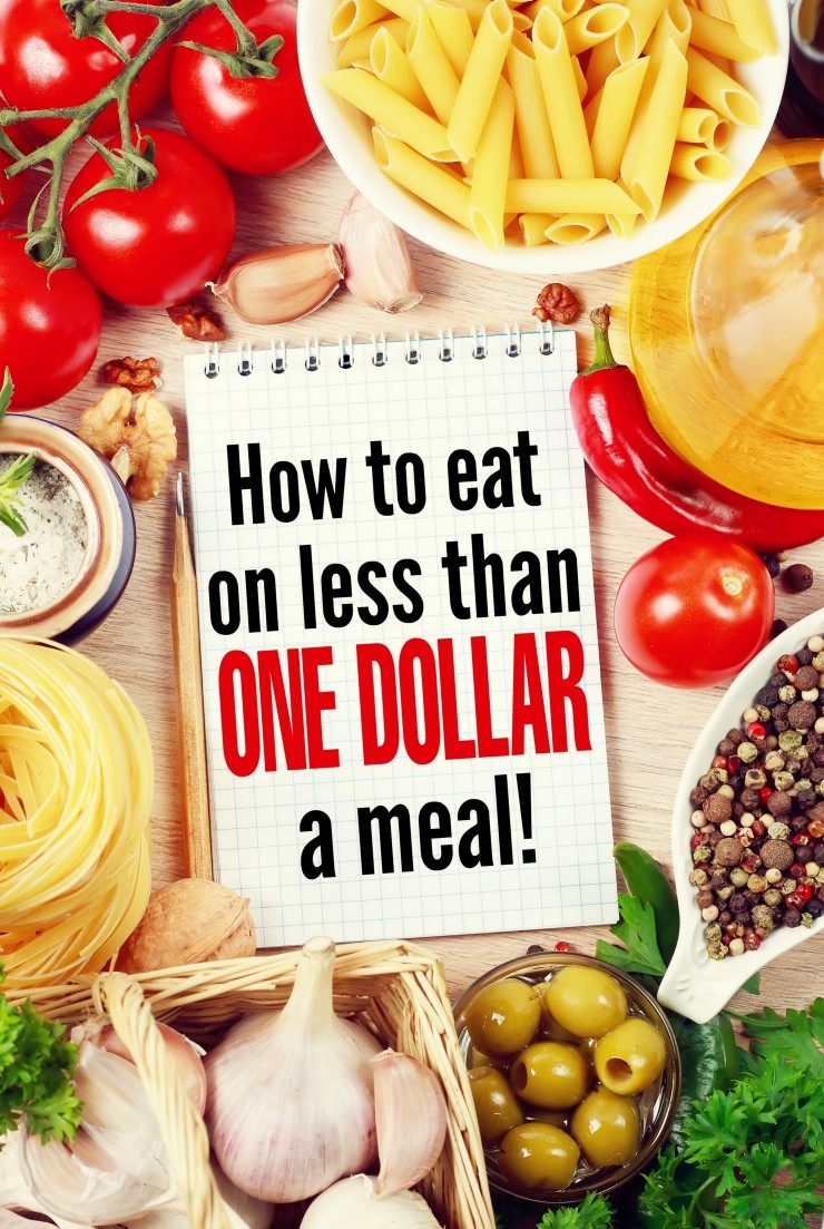 How to Eat on Less Than a Dollar a Meal with frugal living tips anyone can use. It's easy to save money on groceries with these budget savvy tips!