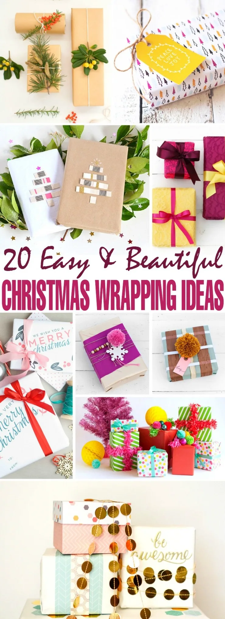 I came across 20 unique DIY Christmas gift wrapping ideas that will add a custom festive flair to all your Christmas gifts.