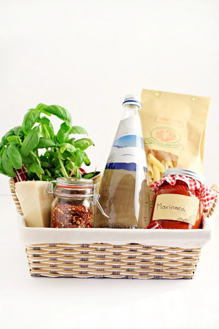This Italian-inspired gourmet pasta dinner gift basket includes everything the recipient needs to enjoy a special pasta dinner.  It's the perfect gift for someone who doesn't often take the time they need to treat themselves.
