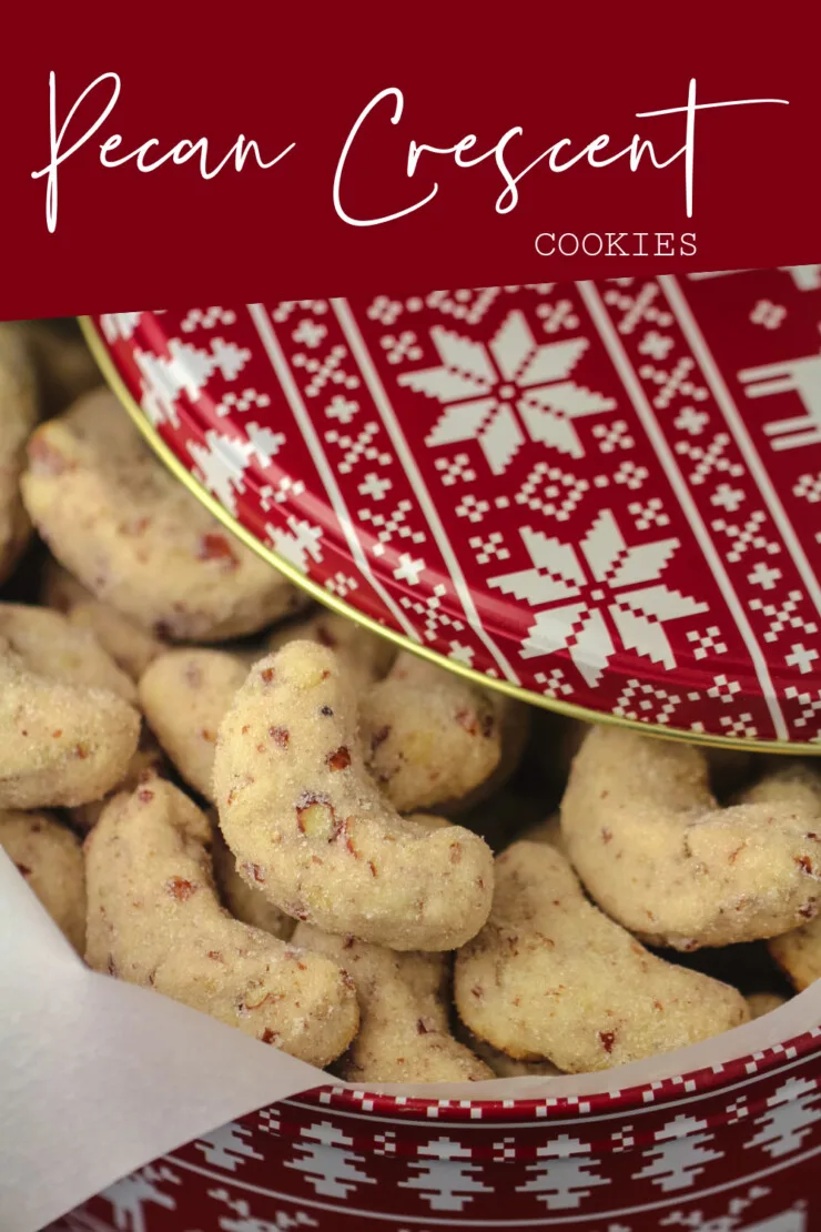   These buttery, melt-in-your-mouth old-fashioned pecan crescents cookies are a family heirloom Christmas cookie recipe.