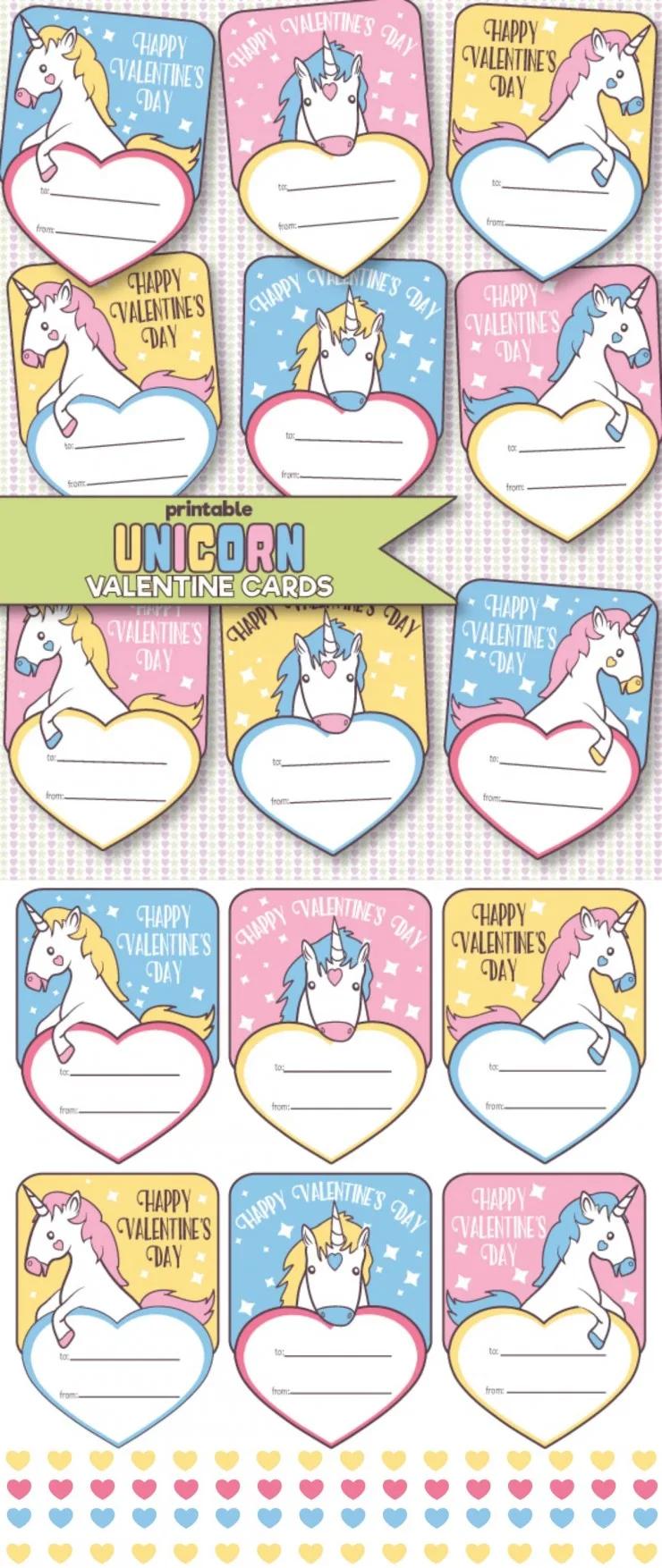 These Free Printable Unicorn Valentine's Day Cards are super cute don't you think? They bring me back to my childhood and my obsession with unicorns. They are just perfect for classroom valentines!