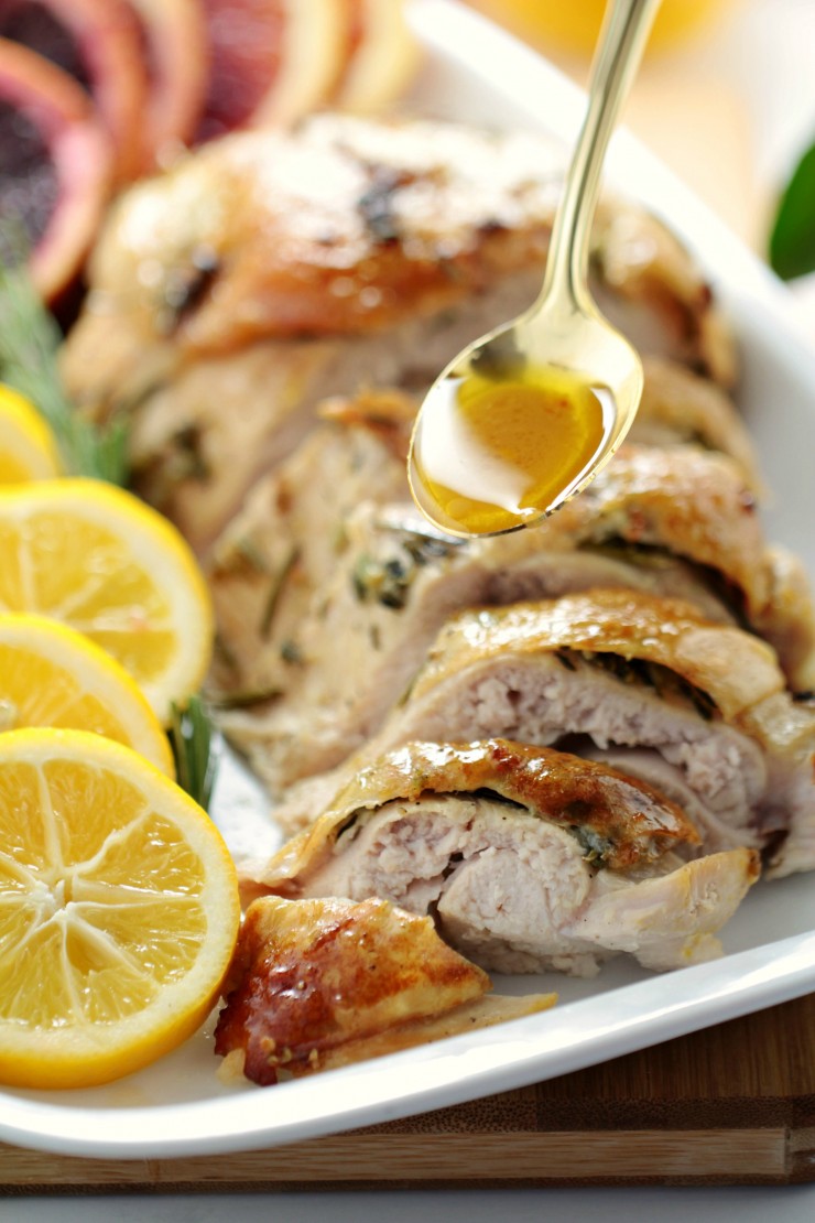 This Citrus & Rosemary Roasted Turkey Breast combines the fresh flavours of citrus fruit with the aroma of fresh herbs for a delicious turkey that easily feeds a small crowd. I used stem and leaf Clementines, Meyer lemons and blood oranges to create a flavour profile suited to a spring meal - a dish worthy of your family Easter dinner table.
