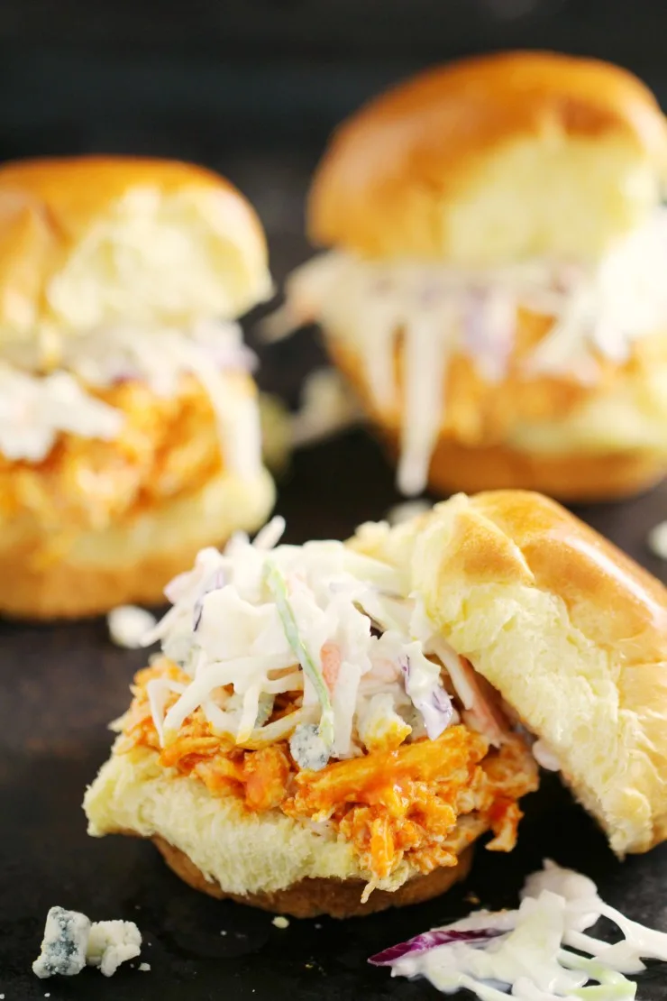 These Quick and Easy kid-friendly Buffalo Chicken Sliders are an easy weeekday meal recipe that easily transition to party appetizer! 