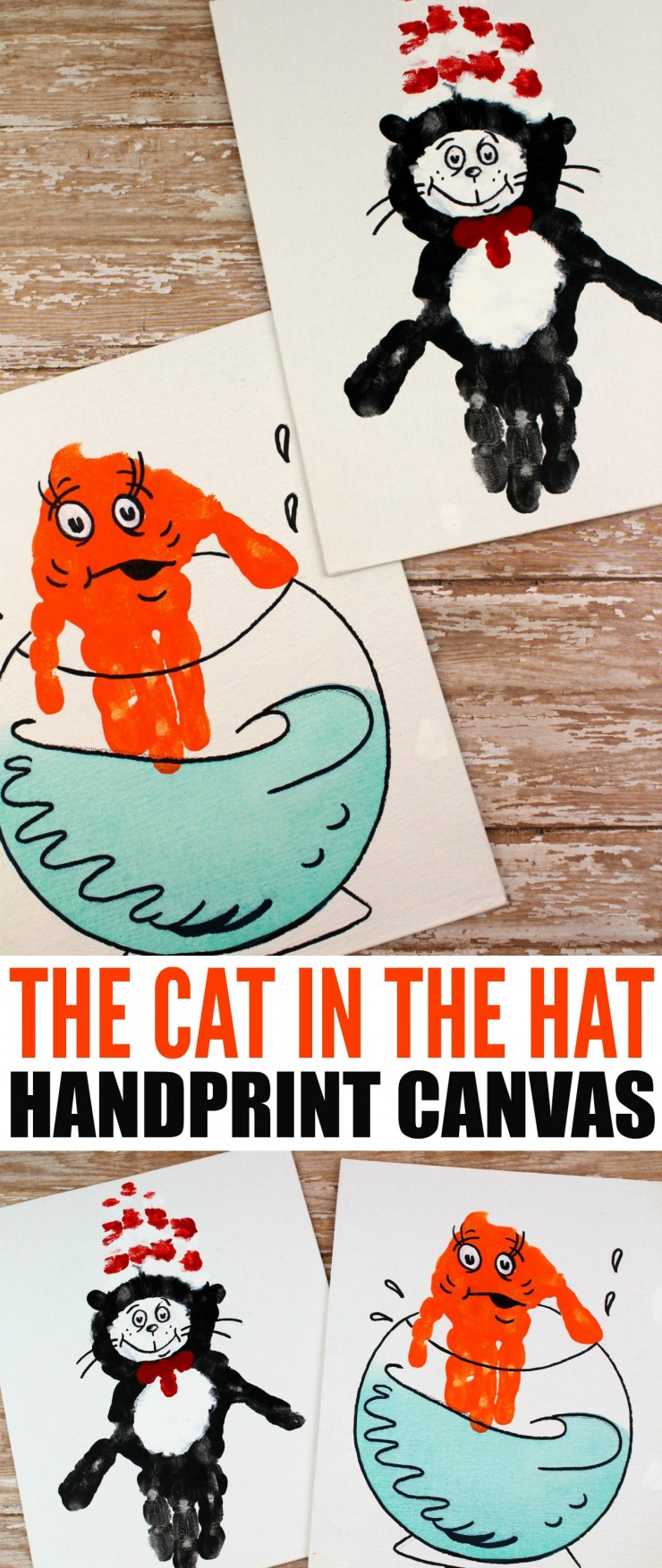 This The Cat in the Hat Handprint Canvas is a fun kids craft that ties in really well with The Cat in the Hat. It’s a perfect craft for Dr. Seuss day which is coming up on the March 2nd!