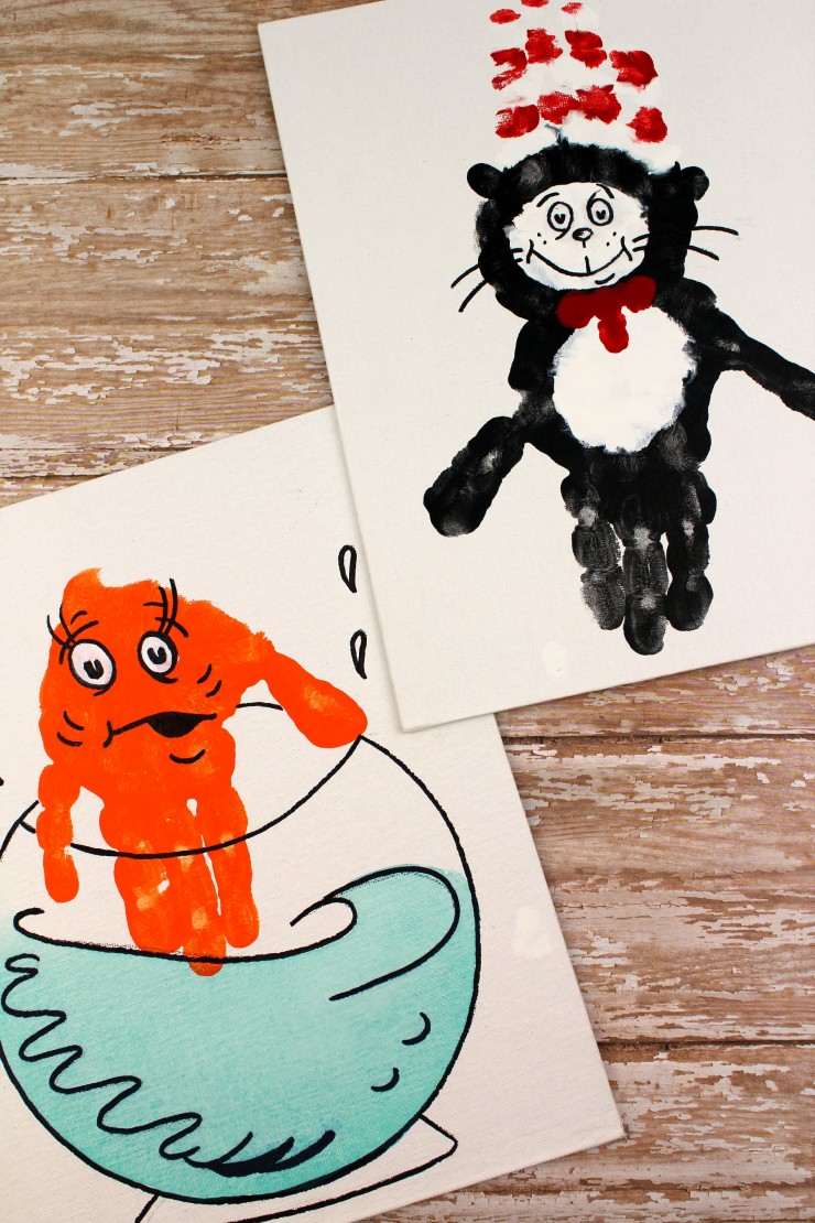 This The Cat in the Hat Handprint Canvas is a fun kids craft that ties in really well with The Cat in the Hat. It’s a perfect craft for Dr. Seuss day which is coming up on the March 2nd!