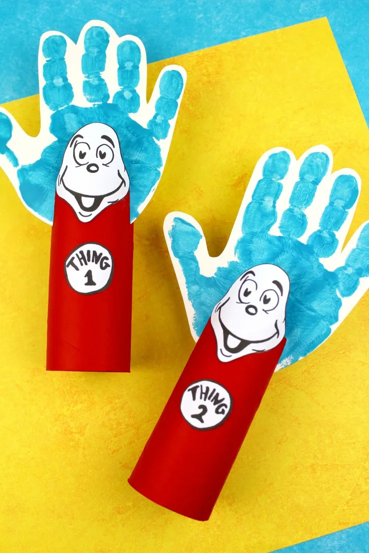 This Thing 1 and Thing 2 Toilet Paper Tube Craft is a fun kids craft that ties in really well with The Cat in the Hat. It's perfect craft for Dr. Seuss day which is coming up on the March 2nd!
