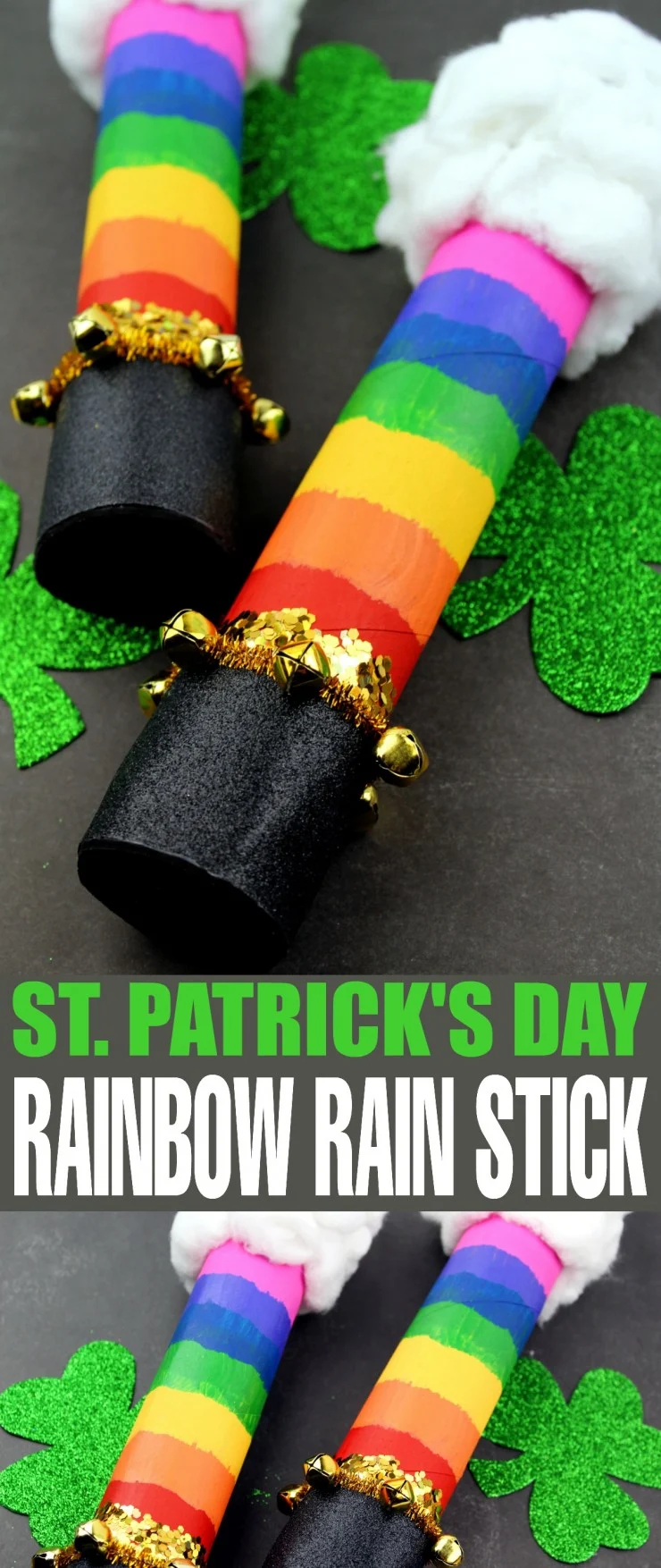  This St. Patrick's Day Rainbow Rain Stick is fun craft for kids that result in a music maker they can celebrate the day with. This rainbow rain stick features clouds, a rainbow and even a pot of gold at the end. It's a whimsical music maker perfect for celebrating St. patrick's day with kids!