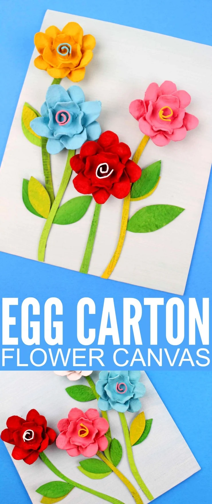 This Egg Carton Flower Canvas is a fun craft for kids that they can gift to mom for mother's day! It is easy to make and allows kids to get really creative with recycled materials!