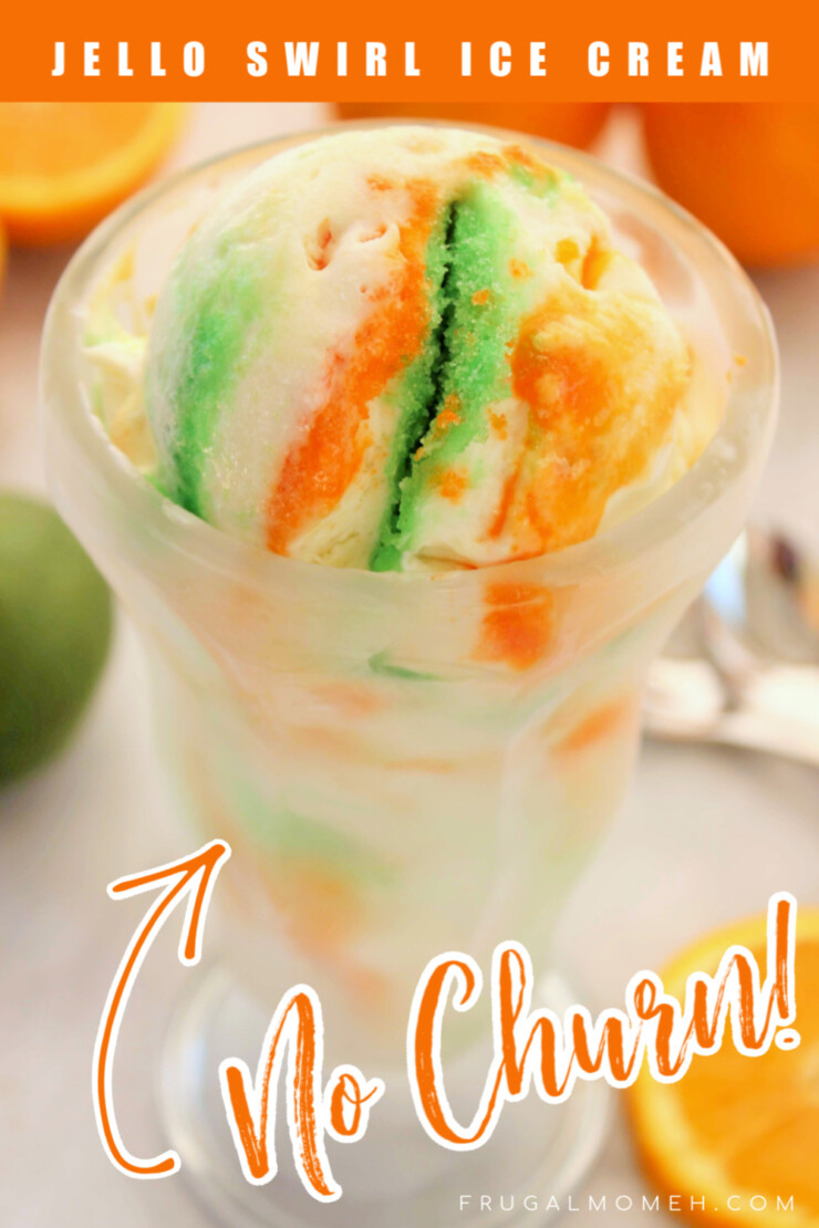 No Churn Jello Swirl Ice Cream is a dessert that kids are sure to love!  This is surprisingly easy to make, and is full of bright, fruity swirls of flavour!