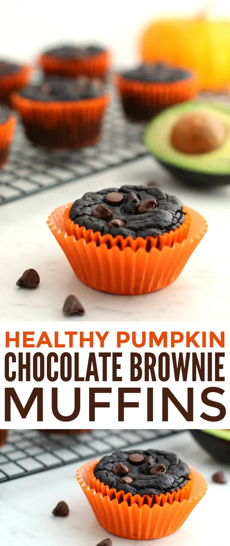 These Healthy Pumpkin Chocolate Brownie Muffins are gluten free, grain free and refined sugar free. The perfect good-for-you fall treat!