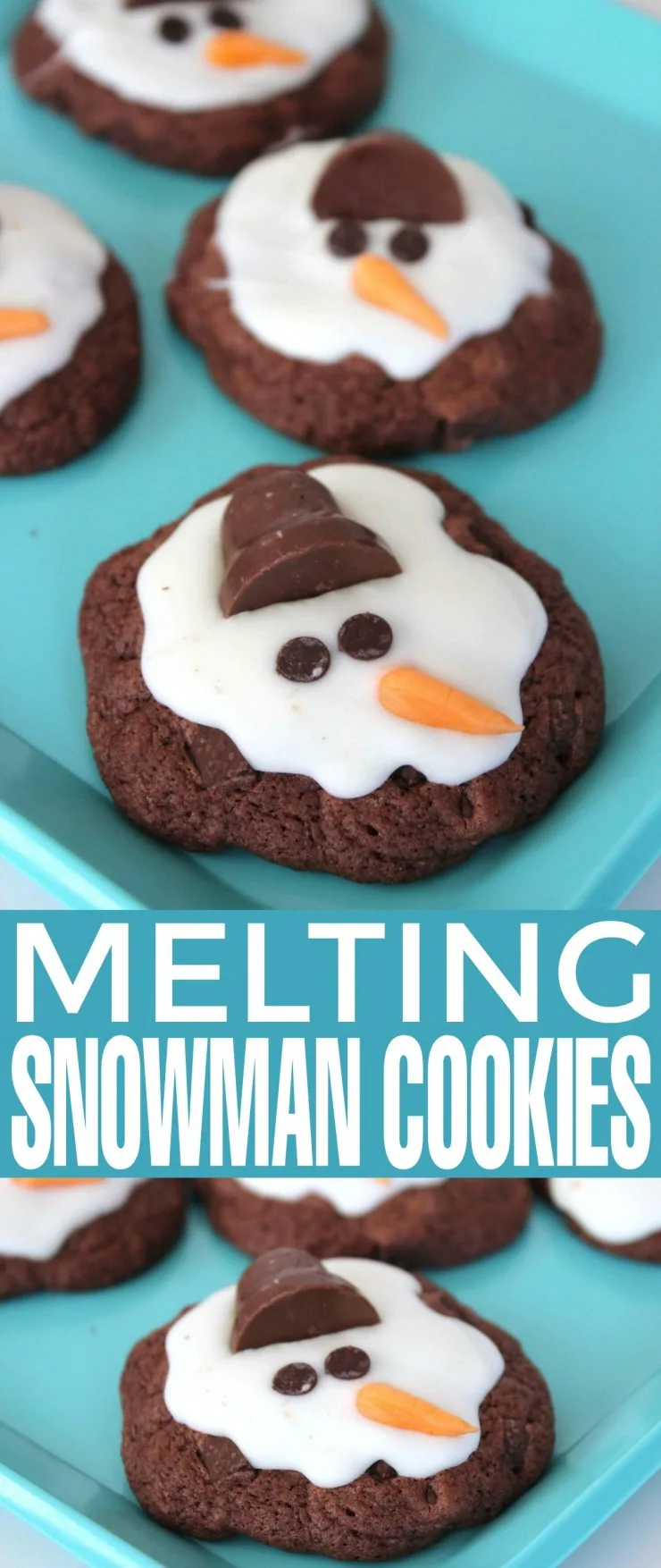 Aren't these Melting Snowman Cookies simply adorable? These cookies are a fun winter treat - and perfect for school Christmas parties too!