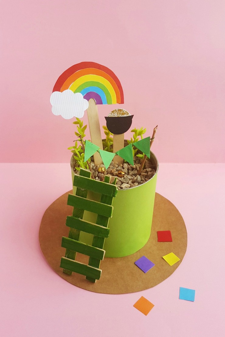 This mini Leprechaun's Garden is an adorable St. Patrick's Day Craft for kids that is sure to spark their imaginations and creativity!