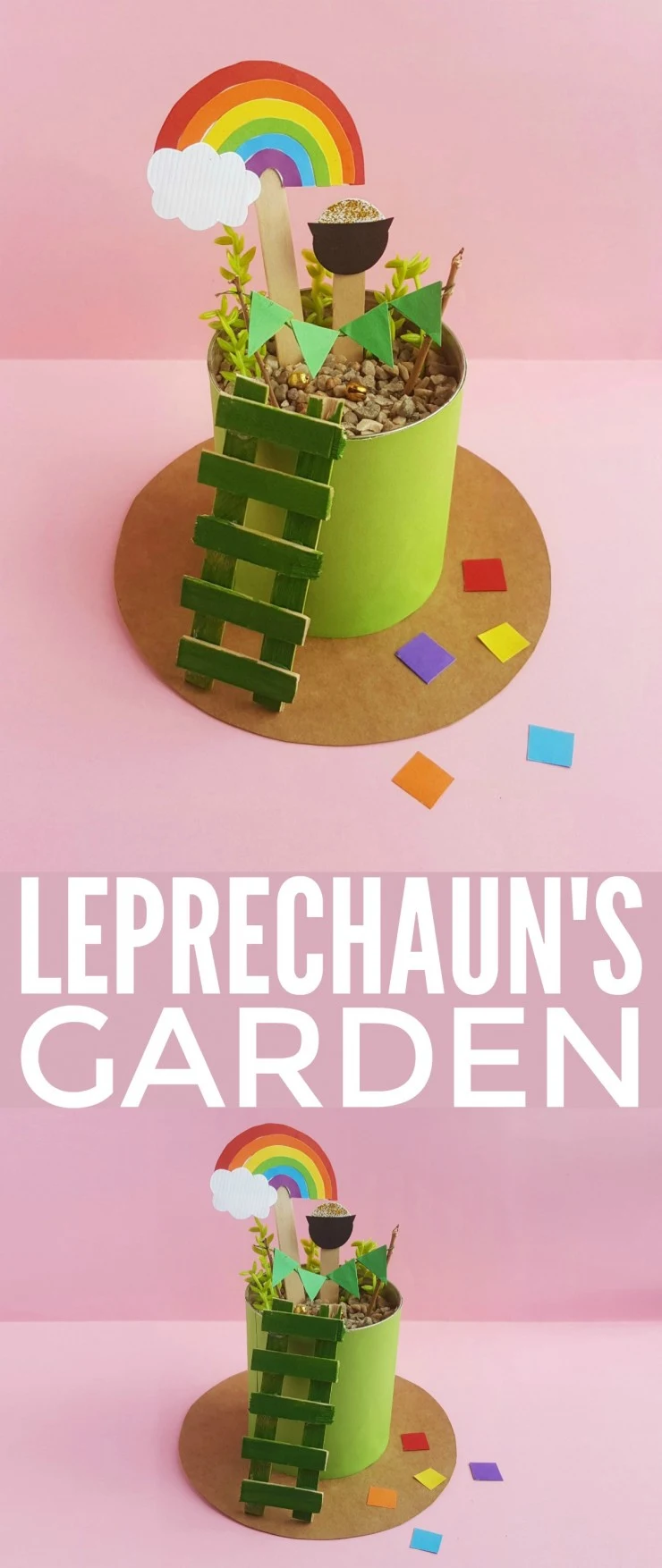 This mini Leprechaun's Garden is an adorable St. Patrick's Day Craft for kids that is sure to spark their imaginations and creativity!