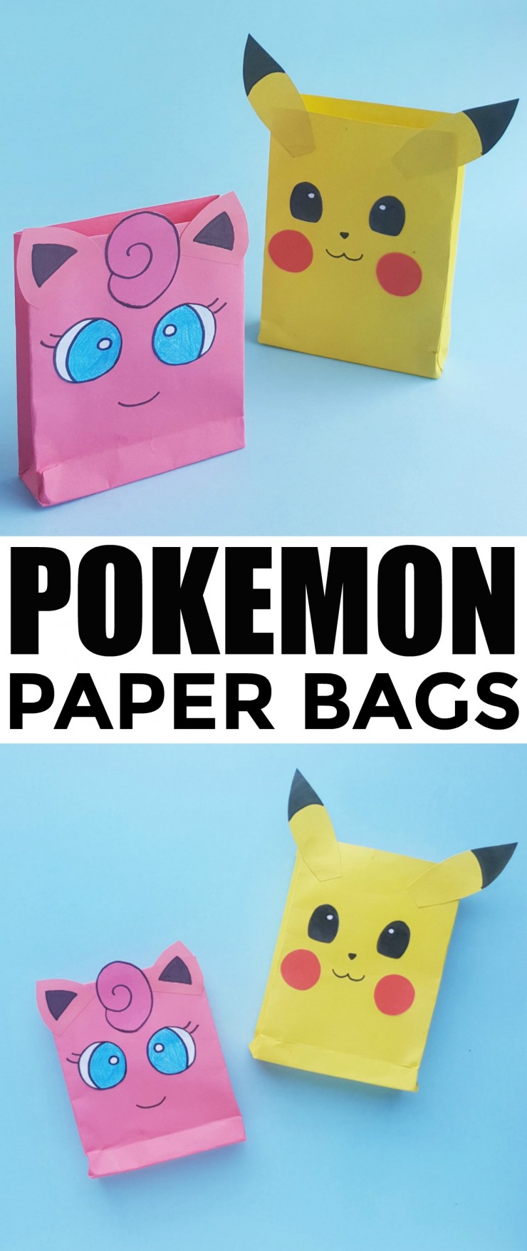 This Pokemon Inspired Kids Craft is a great Pokemon birthday party activity - kids will love making their very own Pokemon paper bags to fill with treats!