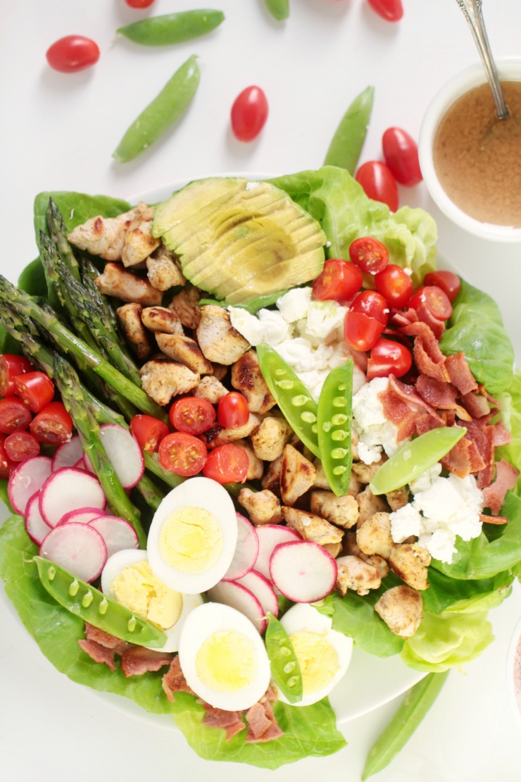This Spring Turkey Cobb Salad recipe is a twist on the traditional cobb with a burst of fresh springtime favourites like sugar snap peas and asparagus! Perfect for an everyday family meal or a special occasion lunch, this cobb salad featuring Canadian Turkey and fresh spring produce is sure to be a hit!