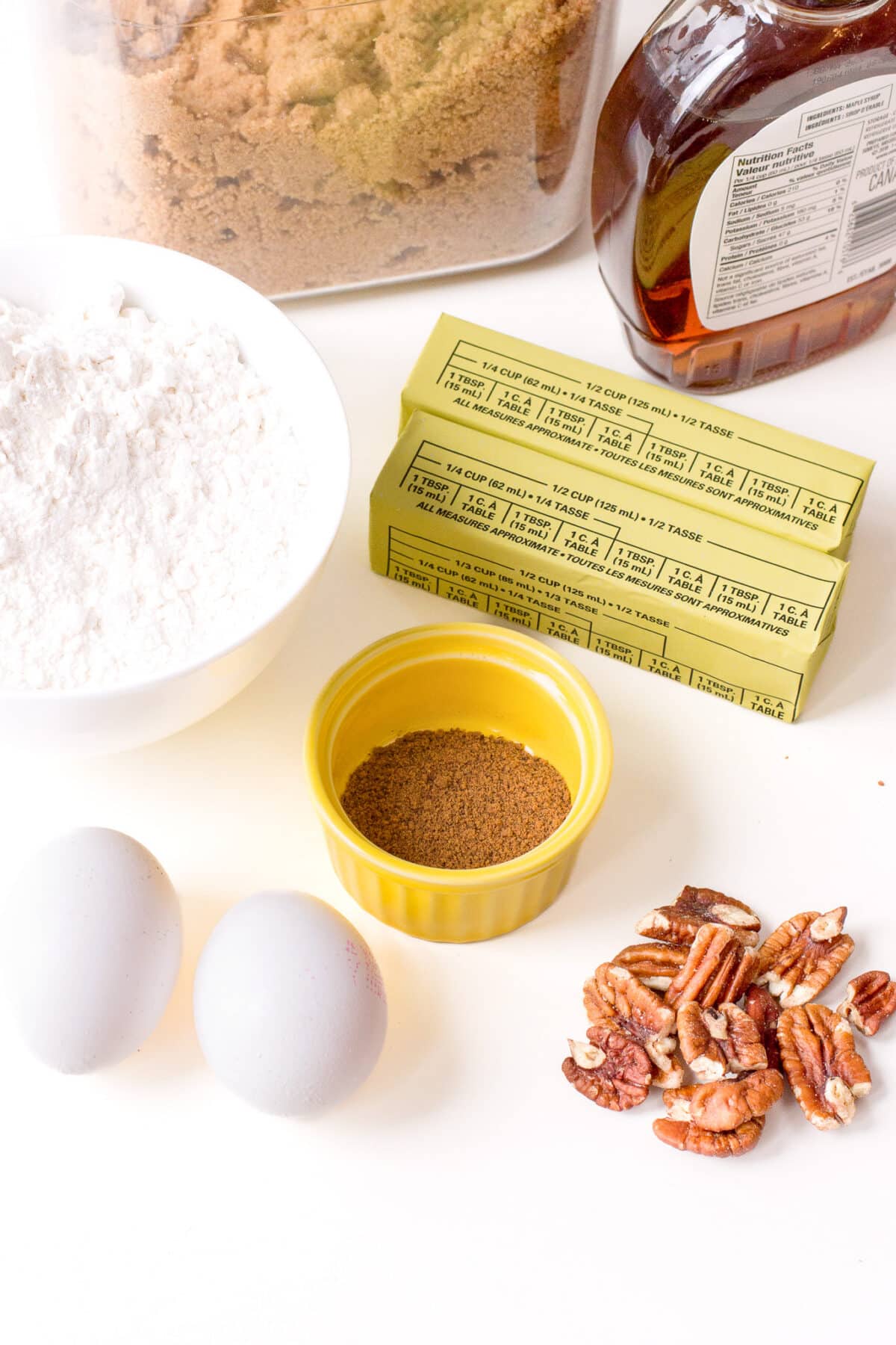 Ingredients for maple cupcakes.
