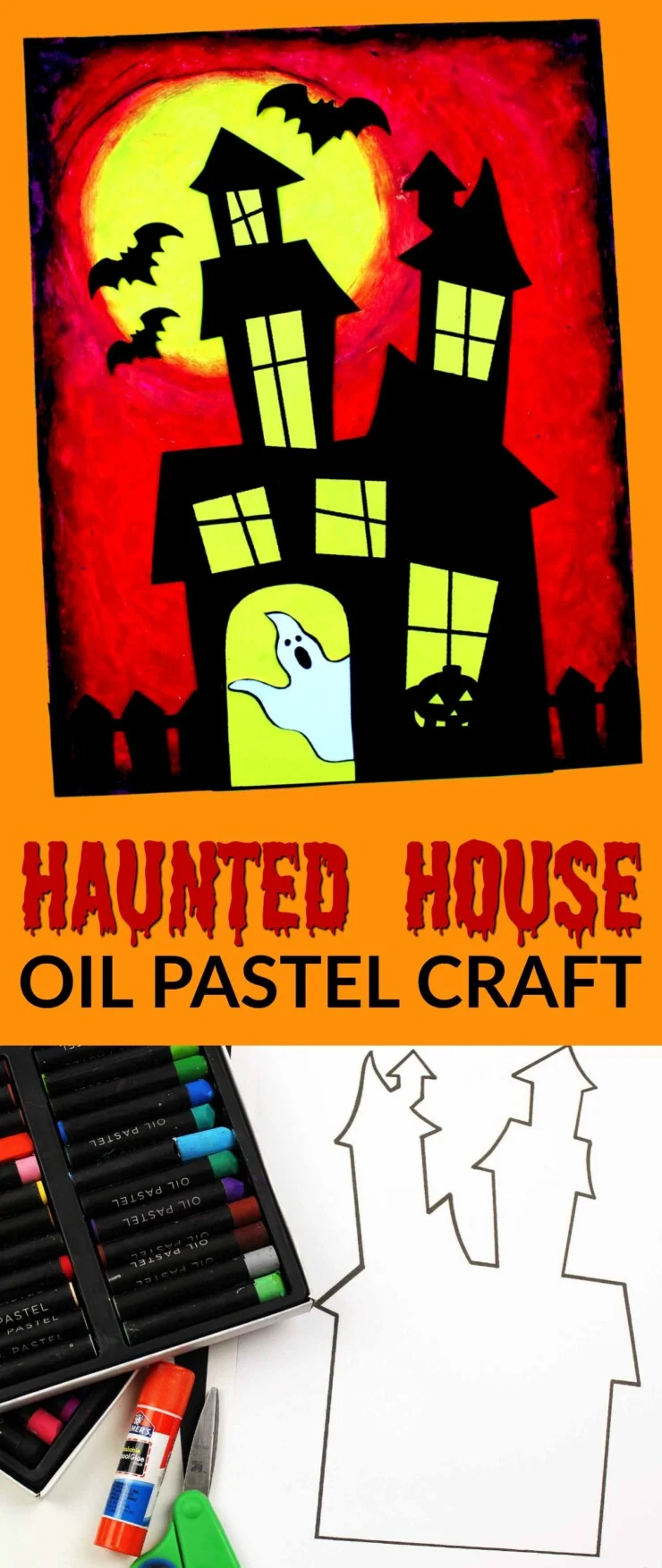 This Oil pastel haunted house craft for kids is a fun and easy project to celebrate the season and create spooky decor. 