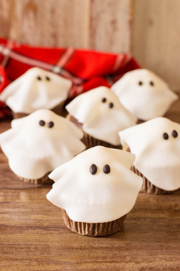 These Ghost Cupcakes are a simple spooky treat anyone can throw together for a little Halloween fun!