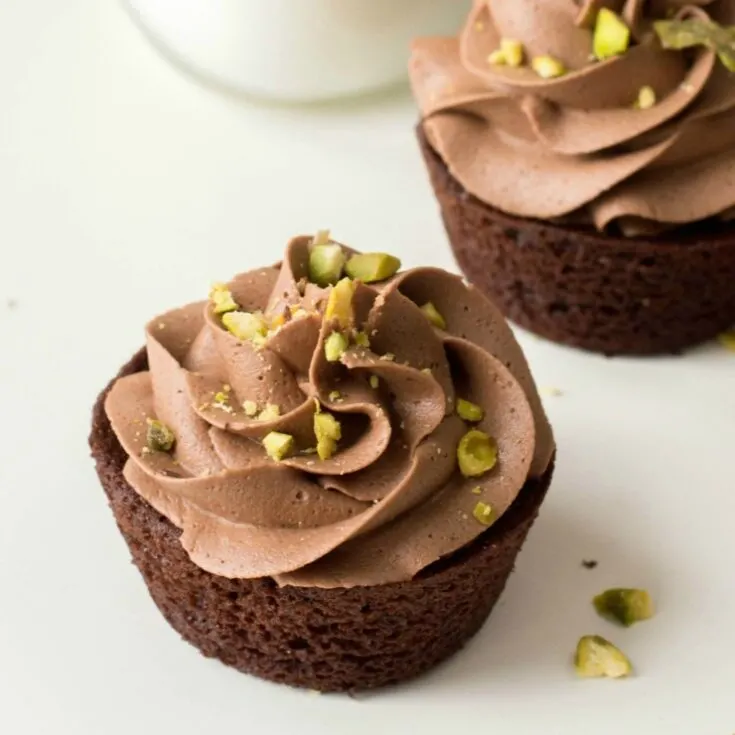 Hazelnut Chocolate Cupcakes with Pistachio Chocolate Buttercream