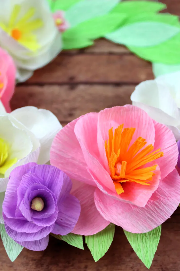 Welcome in spring with this easy and super pretty Crepe Paper Floral Wreath diy project! 