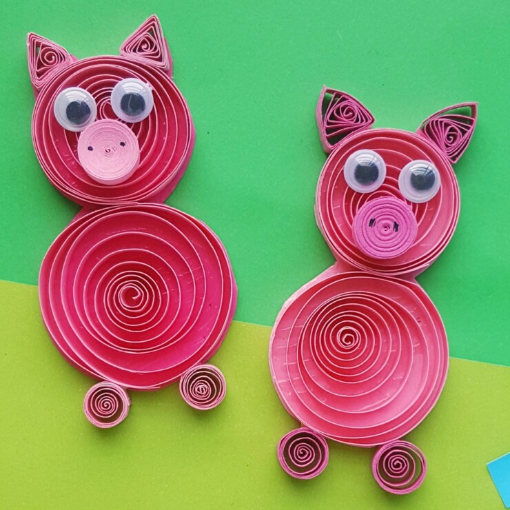 This Quilled Pig Craft for kids is a fun Paper Quilling Project that is appropriate for any skill level. Use the directions to jump start their imaginations and let them have fun quilling pigs. This quilled pig project would be great to accompany reading the Three Little Pigs!
