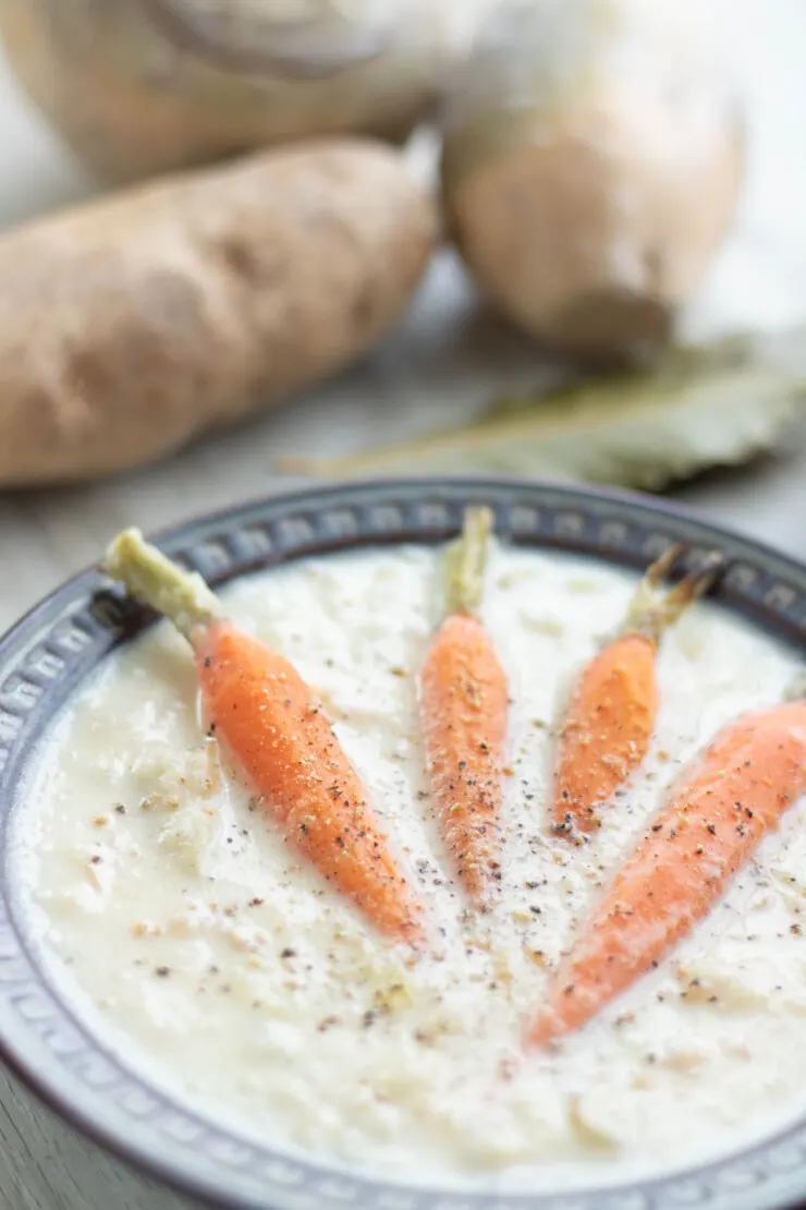 Here's a simple, robust, cold-weather soup featuring a mixture of hardy, long lasting root vegetables you can keep on hand. Easy to make and filled with simple ingredients, it's a great family dinner choice 