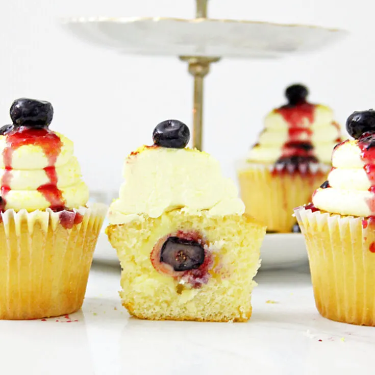 Lemon Blueberry Cupcakes with Lemon Cream Cheese Frosting