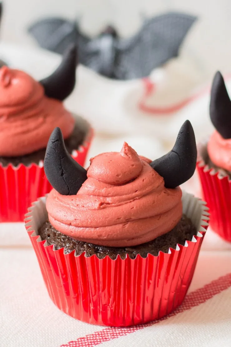These easy Devil Cupcakes are perfect for even the most novice home baker to perfect. Make them for your class Halloween party or even just for a small celebration at home with your family.