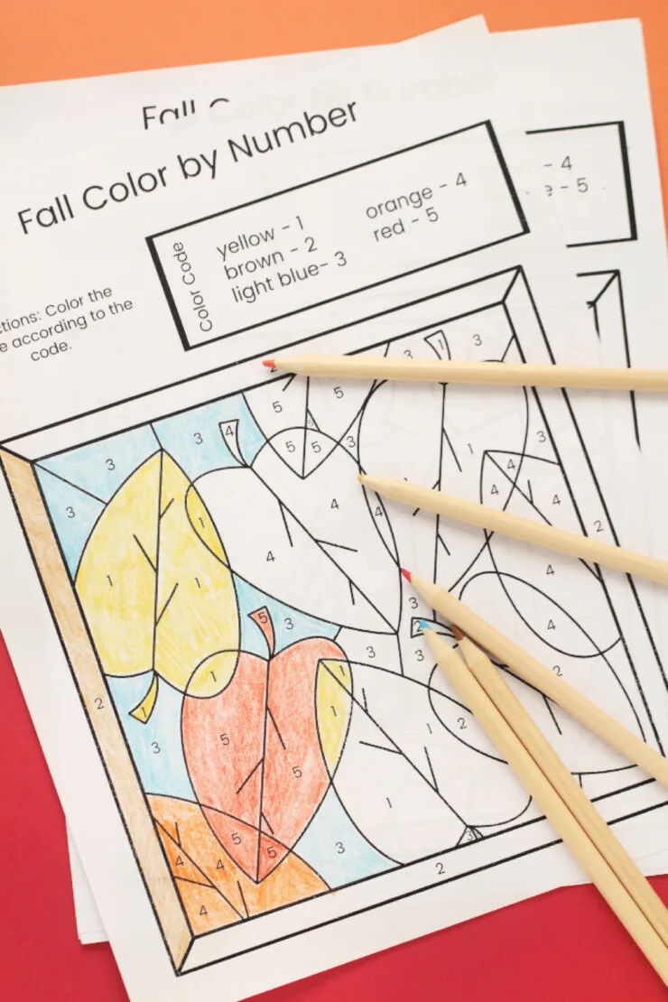 Children will enjoy these celebrating a new season with these Fall Colour by Number Free Printable Sheets.