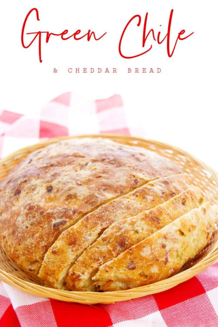 This easy no-knead Green Chile & Cheddar Bread is made with only 5 simple ingredients that results in amazing flavour and texture.