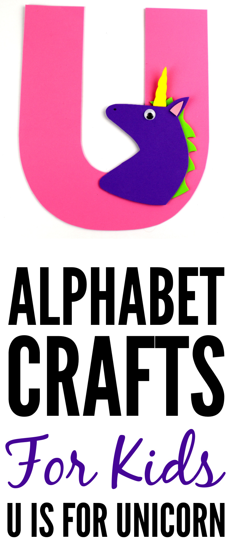 This week in my series of ABCs kids crafts featuring the Alphabet, we are doing a U is for Unicorn craft. These Alphabet Crafts For Kids are a fun way to introduce your child to the alphabet.
