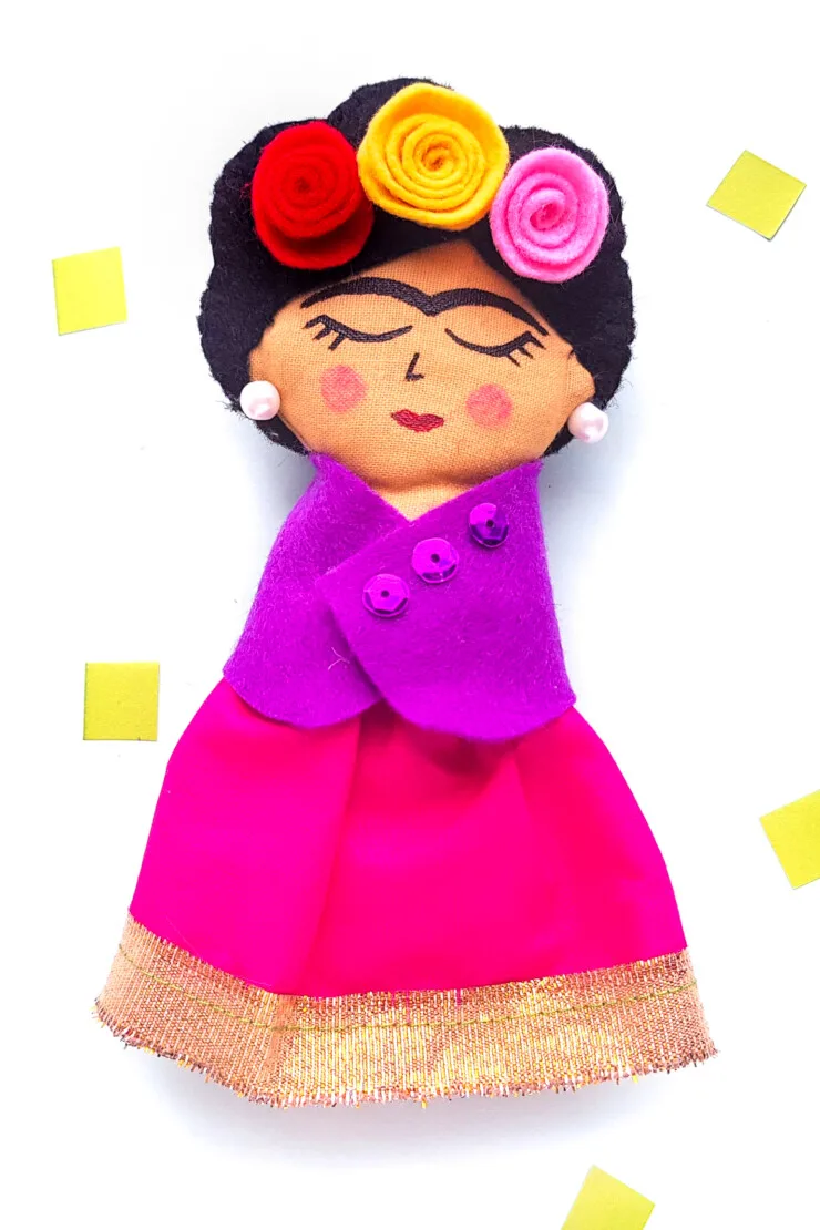 This DIY Frida Kahlo Rag Doll is an excellent beginner sewing project that includes an easy to use free rag doll pattern. 