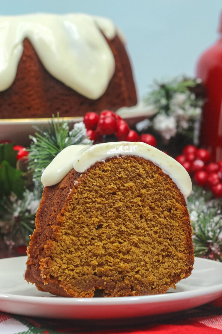 Moist and delicious, this Gingerbread Bundt Cake recipe is full of warming gingerbread spices and smothered in the best cream cheese frosting.