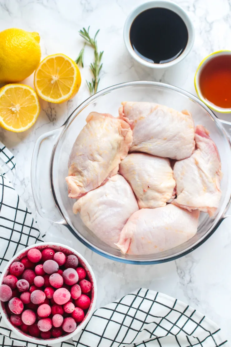 Ingredients for cranberry roasted chicken.